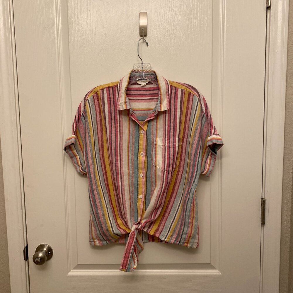 BeachLunchLounge Striped Waist Tie Shirt